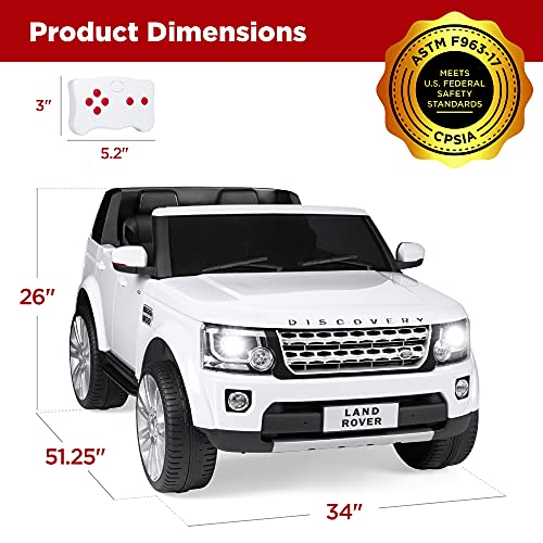 Best Choice Products 12V 3.7 MPH 2-Seater Licensed Land Rover Ride On Car Toy w/Parent Remote Control, MP3 Player - White