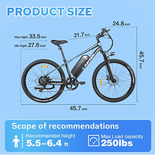 Rattan 350W/500W/750W Electric Mountain Bike 27.5/26'' Fat Tire Electric Bike for Adult 48V 13AH Removable Lithium-ion Battery Fat Tire Beach Snow Ebike Shimano 7-Speed Gear … (500W Gray)