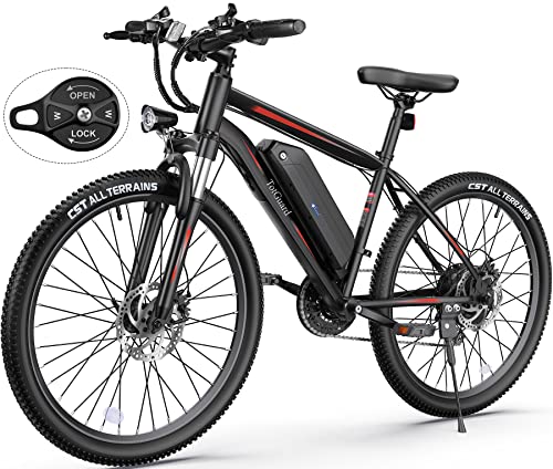 Electric Bike, Electric Bike for Adults 27.5'' E-Bikes with 500W Motor, 21.6MPH Mountain Bike with Lockable Suspension Fork, Removable Battery, Professional 21 Speed Gears Bicycle (Red)