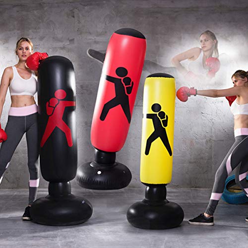 LOVEYIKOAI Inflatable Standing Punching Bag Fitness Punching Bag for Kids Teenage or Adults,Heavy Punching Bag Freestanding Fitness Sport Stress Relief Boxing Target (Yellow)
