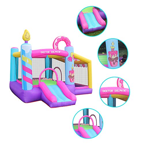 doctor dolphin Outdoor Indoor Bounce House, Inflatable Bouncy House for Kids with Blower,Jumping House Castle with Slide, Ball Pit