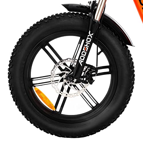 Addmotor MOTAN Electric Bike Step Through 20 inch Fat Tire 750W Motor E Bike Removable 17.5Ah Lithium Battery Throttle Pedal Assist M-66 R7 Power Bikes for Adults+Fenders+Headlight (Orange)