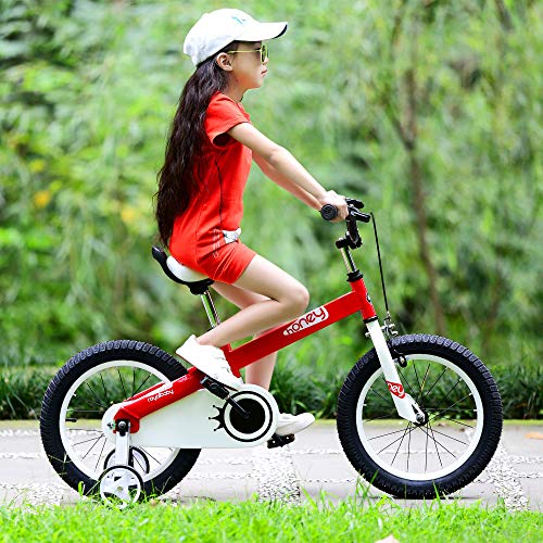 RoyalBaby Boys Girls Kids Bike 12 Inch Honey Bicycles with Training Wheels Child Bicycle Red