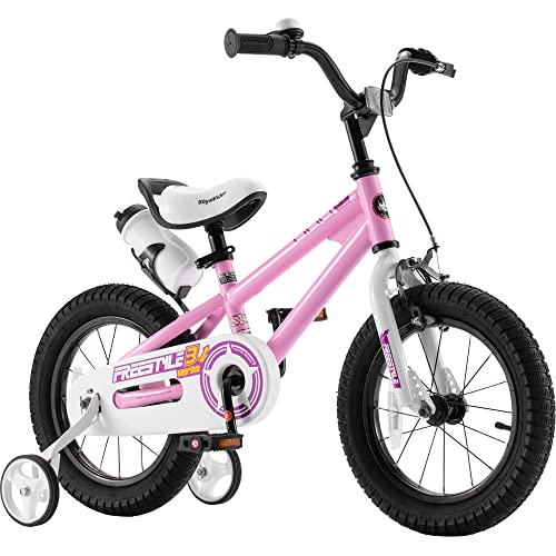 RoyalBaby Kids Bike Boys Girls Freestyle BMX Bicycle with Training Wheels Gifts for Children Bikes 12 Inch Pink