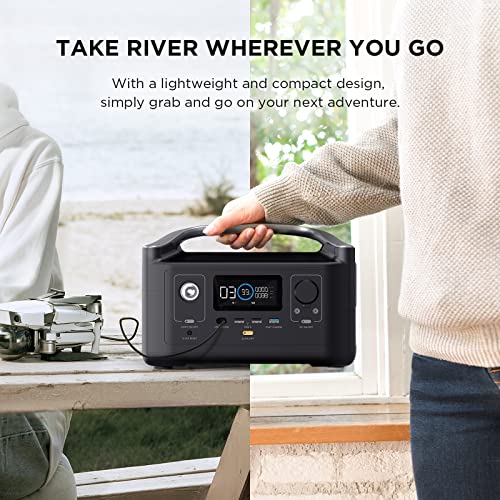 EF ECOFLOW Portable Power Station RIVER 288Wh with 110W Solar Panel, 3 x 600W(X-Boost 1800W) AC Outlets, Solar Generator for Outdoors Camping RV Hunting Emergency
