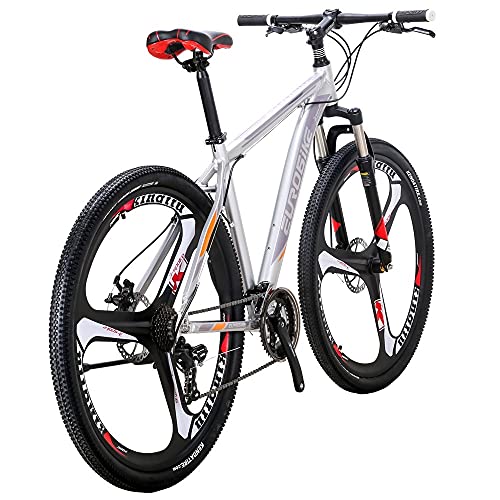 Eurobike Aluminum Mountain Bike 21 Speed HY X9 Dual Disc Brake 29 Mag Wheel Bike for Women/Men Silver