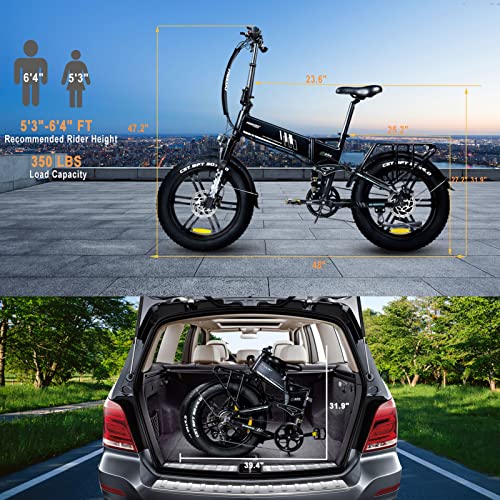 YOUEBIKE Electric Bike, 750W 24 MPH Foldaway Ebike for Adults, 20" Fat Tire Folding Electric Bicycle with 48V 15Ah Removable Lithium-ion, Shimano 7 Speed Gears and Front Rear Shock Absorber DQ06