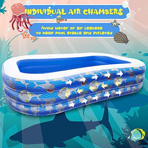 Cute Inflatable Pool for 2 Adults and 3 Kids, Sturdy & Thickened Swimming Pool for Backyard, Blow Up Pool for Ages 3+, 96 x 56 x 22 Inch