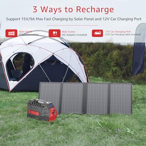 500W Portable Power Bank / Station, 296Wh Outdoor Solar Generator Backup Battery Pack with 110V/500W AC Outlet for Home Use, Emergency Outage, Camping Travel, RV Trip