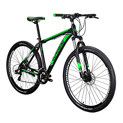 SD X9 Adult Mountain Bike Aluminum Frame Bicycle 29 Inch Muti Spoke Wheel Disc Brake 21 Speed Front Suspension Alloy MTB Bikes Men Bicycle (Green)