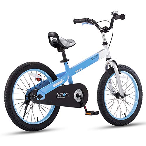 RoyalBaby Boys Girls Kids Bike 18 Inch Matte Button Bicycles with Kickstand Child Bicycle Blue