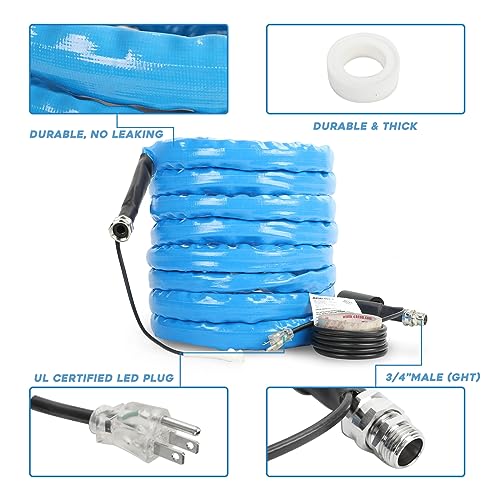 STMGW 50 Foot Heated Water Hose, Features Water Line Freeze Protection Down to -45°F, Designed for RV Campers, BPA Free, Anti-Freeze