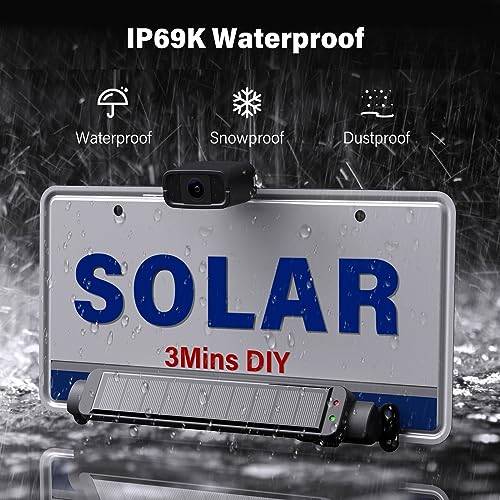Nuoenx Upgrade Solar Wireless Backup Camera for Truck, 3Mins No Wire Install, 6700 Solar Battery Powered Car Back Up Camera System with 7" Monitor, IP69K Waterproof License Plate Camera for Trailer/RV