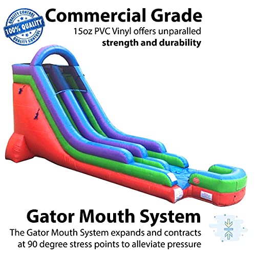 18' Retro Inflatable Water Slide - Commercial Grade Backyard Bouncer / Use Wet or Dry - Includes: 1.5 HP Blower and Stakes