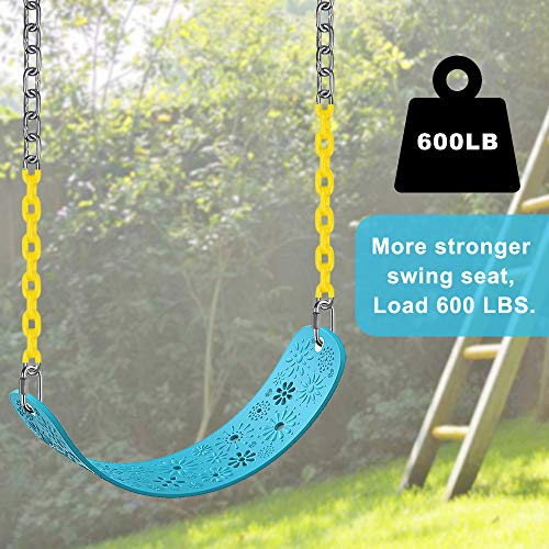 SELEWARE Swing Seat Heavy Duty for Swingset Accessories, Tree Kids Swing with 66” Plastic Coated Chains, Outdoor Swing Set Replacement for Adult Kid Backyard Playground (Blue, 2 Pack)