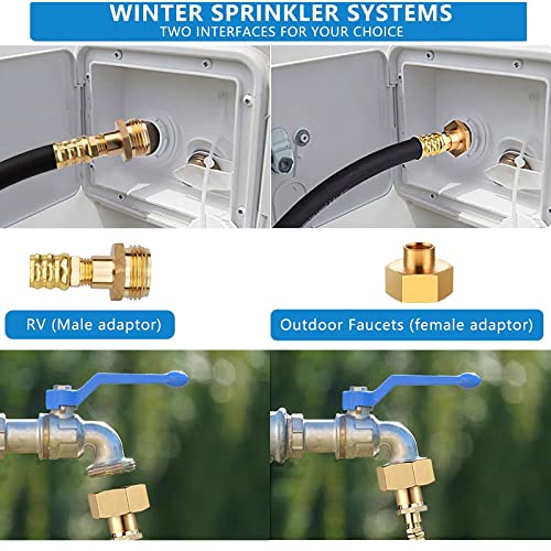 RV Winterizing Kit Sprinkler Blowout Adapter, Antifreeze Sprinkler System Air Compressor Kit Male & Female Quick Connect Blow Out Fitting Plug, Winterize RV Motorhome Boat Camper Travel Trailer