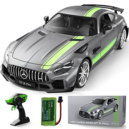 MIEBELY Remote Control Car, Mercedes Benz 1/16 Scale Official Authorized GT R Pro Rc Cars 7.4V 500mAh Rechargeable Battery 2.4Ghz Rc Drift Cars W/LED Toy Car Birthday Gift for Boys Kids Adults Age 6+