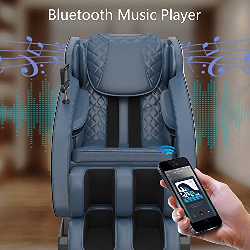 Real Relax Massage Chair, 3D SL-Track Zero Gravity Massage Chair Recliner, Full Body Shiatsu Massage Chair with Thai Yoga Stretch Bluetooth Heat, Blue