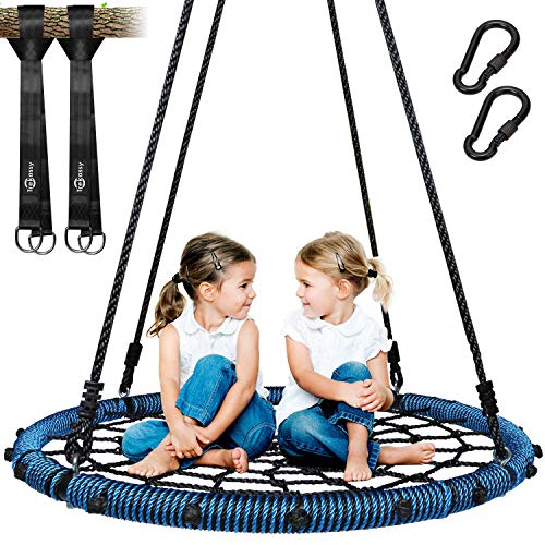 Trekassy 750 lb Spider Web Swing 40 inch for Tree Kids with Steel Frame and 2 Hanging Straps