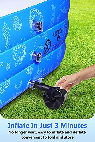 Semai Family Inflatable Swimming Pool, 118"x72"x20" Full-Sized Inflatable Lounge Pool for Kiddie, Kids, Adults, Toddlers for Ages 3+ ,Swimming Pool for Backyard,Outdoor （Blue+White）