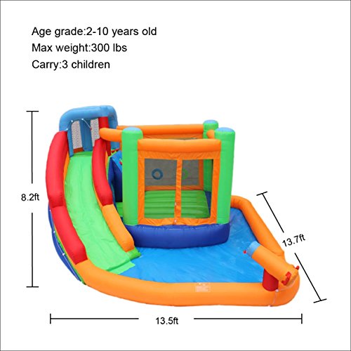 BESTPARTY Inflatable Kids Water Slide Spin Combo Jumper Bounce House , Pool Water Slide for Toddler, Bouncy Splash Park for Outdoor Fun with Blower