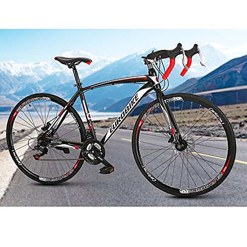 Eurobike 21 Speed Road Bike Mechanical Disc Brake Road Bicycle 700C Wheel Unisex Adult Bike (49cm Frame/L Rim)