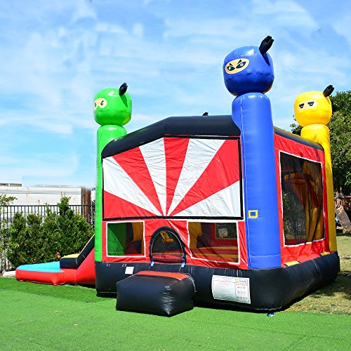 JumpOrange Commercial Grade Inflatable Ninja Warrior Bounce House with Slide Combo and Blower, Party Combo Moonwalk, 100% PVC VINYL