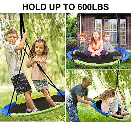 RedSwing 43" Flying Saucer Swing for Kids Outdoor, Large Round Tire Swings for Trees and Swingset, Strong Heavy Duty for Outside Playground, 500LBS Weight Capacity, Green and Blue