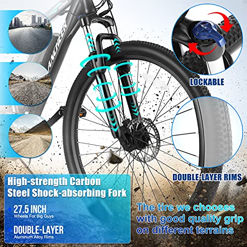 ANCHEER 350/500W Electric Bike 27.5'' Adults Electric Commuter Bike/Electric Mountain Bike, 36/48V Ebike with Removable 10/10.4Ah Battery, Professional 21/24 Speed Gears