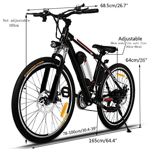 Kemanner 26 inch Electric Mountain Bike 21 Speed 36V 8A Lithium Battery Electric Bicycle for Adult (Black) (Black)