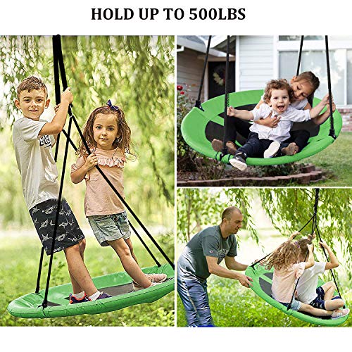 RedSwing 43" Flying Saucer Swing for Kids Outdoor, Large Round Tire Swings for Trees and Swingset, Strong Heavy Duty for Outside Playground, 500LBS Weight Capacity, Green