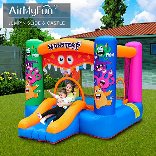 AirMyFun Inflatable Bounce House,Bouncy Castle with Air Blower,Bouncy House for Kids Party,Play House,Jumping Castle with Carry Bag(Monster Theme)
