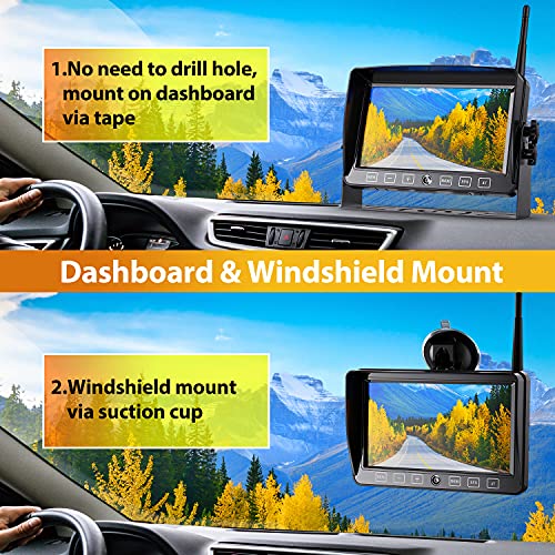 Wireless Backup Camera 7'' Monitor for RV Trailer, Extra Long Range Signal1080P Waterproof Infrared Night Vision Camera Recorder Monitor for Rear View Pickup Truck Motorhome Camper, Xroose CM1