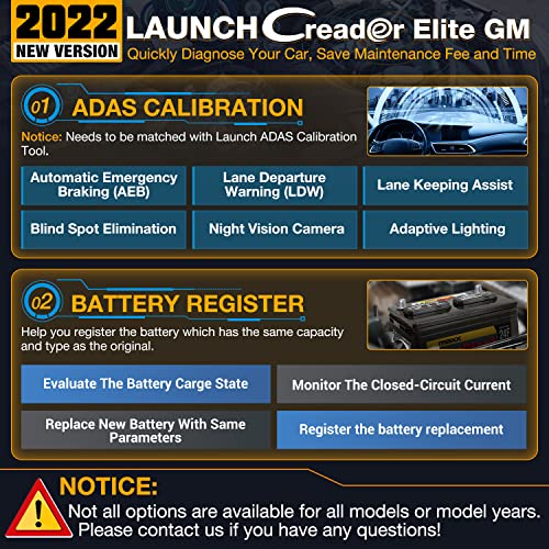 LAUNCH Creader Elite GM Bidirectional Scan Tool, Full System Full Function Automotive Diagnostic Scanner, AutoVIN, ADAS Calibration, Battery Registration, Key Program for Buick Chevrolet Cadillac GMC