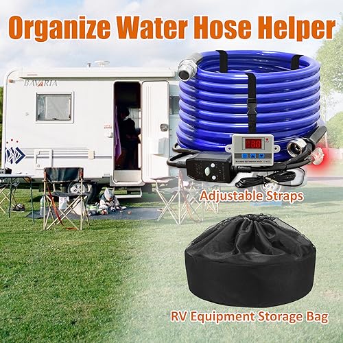 RV Fresh Water Hose Heated 100FT(2023 Upgrade) with Temperature Control Systems to Keep Fresh Water Running in Freezing Temperatures Down to -45℉, Designed for RV Campers, Trailers, kennels and More