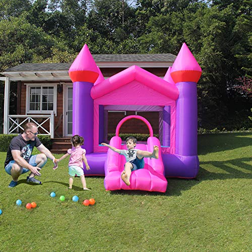 Doctor Dolphin Inflatable Pink Bounce Castle House Kids Party Bouncy House with Commercial Grade Air Blower Included