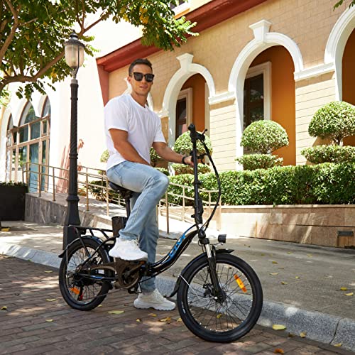 VIVI Electric Bike Adult Electric Bicycle 20" Ebike Folding Bike Electric City Bike with 350W Motor, 36V 10.4AH Removable Battery, 7-Speed Drivetrain, Throttle and Pedal Assist