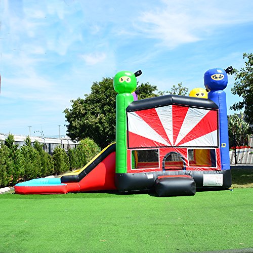 JumpOrange Commercial Grade Inflatable Ninja Warrior Bounce House with Slide Combo and Blower, Party Combo Moonwalk, 100% PVC VINYL