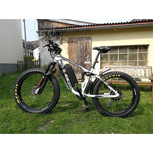 Cyrusher XF800 750W Electric Bike 26 * 4 Inch Fat Tire Mountain Ebikes 7 Speeds Snow Beach Electric Bicycles with 13ah Battery (White)