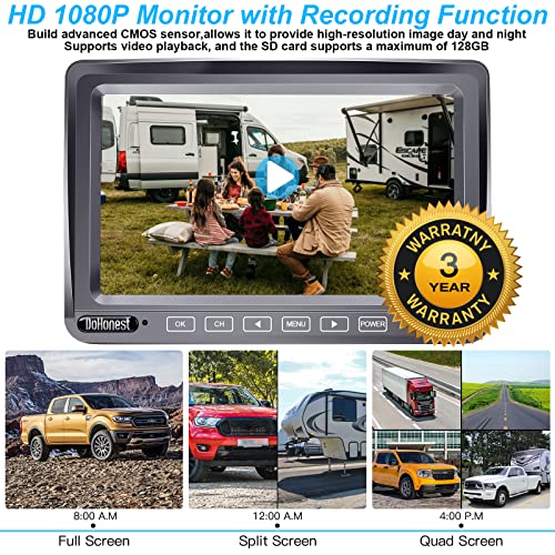 DoHonest Trailer Backup Camera Wireless 7'' Touch Key DVR Monitor HD1080P Highway Observation Night Vision Rear View Camera Compatible with Furrion Pre-Wired RV Truck 5thWheel Harvester Crane S36