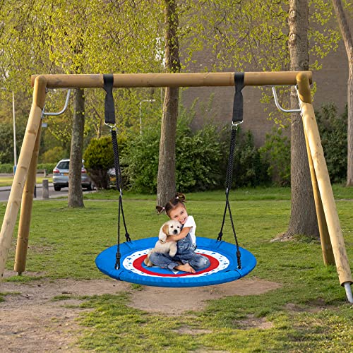 Saucer Tree Swing 40" Outdoor Swing Set for Kids, 900D Oxford Waterproof Outdoor Disc Swing, Support 700lbs Weight, Includes Sling Hook Kit. Safe and Sturdy Swing for Kids Tree Park Backyard（Blue）