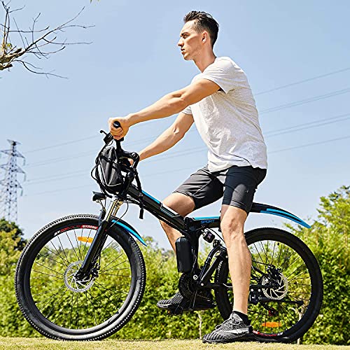 26" Electric Mountain Bike for Adult 250W Folding Electric Bike Electric Bicycle with 36V 8AH Removable Lithium-Ion Battery (Black)