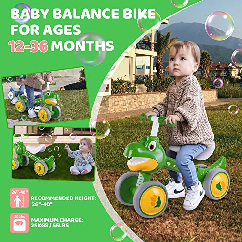 Afranti Baby Balance Bike with Bubble Machine for 10-36 Months Boys Girls Toddlers Kids Bikes No Pedal for 1 Year Old Birthday Gift Toys Fit for 2.2ft to 3.3ft Children