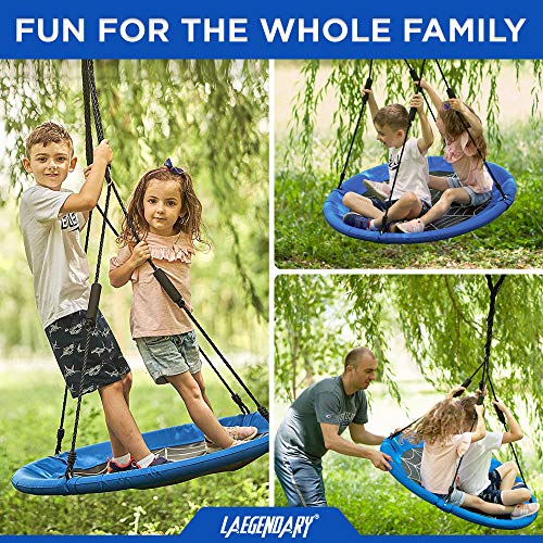 40 Inch Flying Saucer Tree Swing for Kids - Round Indoor Outdoor Swingset Toys - 700 Lbs Sensory Web Tire Swings - Durable Frame, Waterproof Yard Swings Set - 2 Tree Straps, 2 Carabiners, 1 Swivel