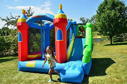 Bounceland Royal Palace Inflatable Bounce House, with Long Slide, Large Bouncing Area, Basketball Hoop and Sun Roof, 13 ft x 12 ft x 9 ft H, UL Strong Certified Blower, Castle Kids Party Theme