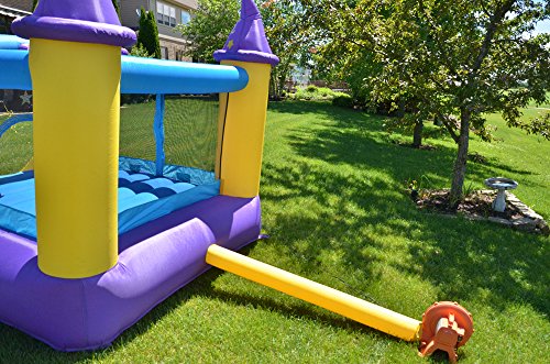 Wizard Inflatable Bounce House Bouncer, Spacious Bouncing Area with Fun Slide, Safe hook-and-loop fastener Entrance, Basketball Hoop, Fun Party Wizard Castle Theme, Inflated Size: 9 ft x 8 ft x 7 ft H