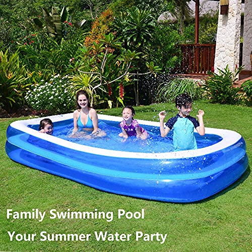 Family Inflatable Swimming Pool (Included Pump) Amocane 79x59x20in , Suitable for Babies, Children, Adults, Large Inflatable Lounge, Backyard, Garden Simple Swimming Pool (for 3+ Years Old )