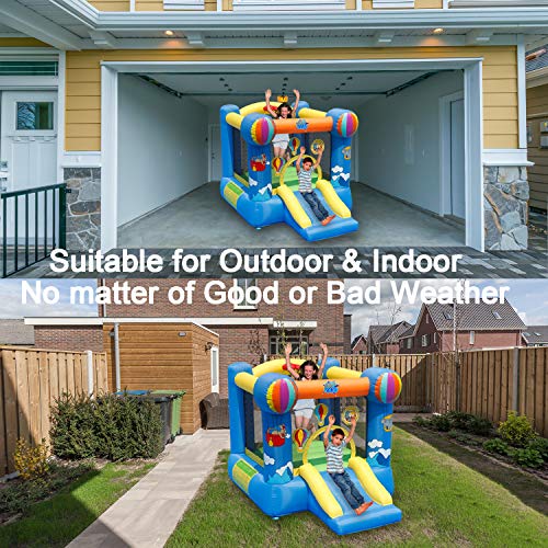ACTION AIR Bounce House, Inflatable Bouncer with Air Blower, Jumping Castle with Slide, for Outdoor and Indoor, Durable Sewn with Extra Thick Material, Idea for Kids (9070N)