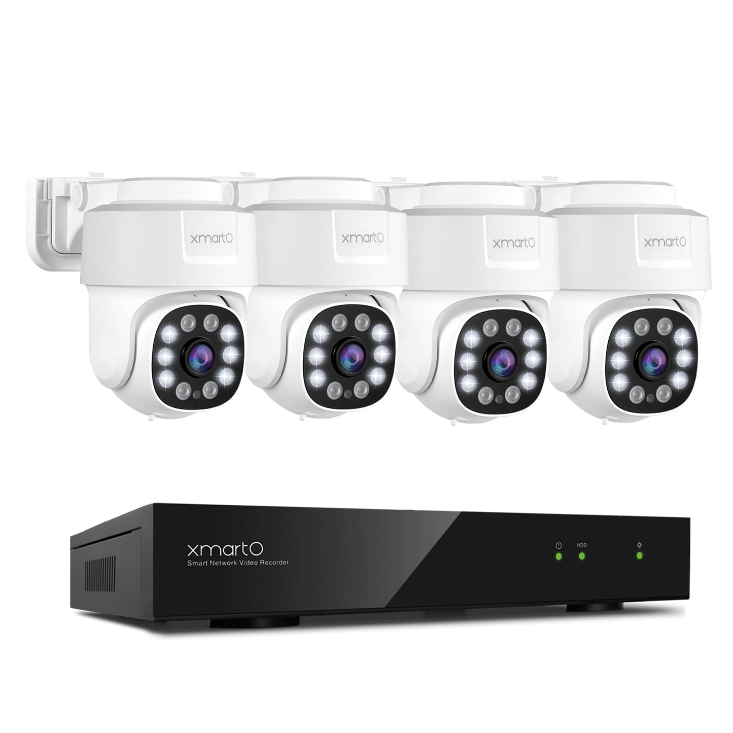XMARTO 8CH 4K H.265 Auto-Tracking PoE Security Camera System, Pan Tilt Zoom, 4pcs Surveillance Cameras Set Wired with Humanoid Detection, 24/7 Recording, EPS8084 (w/o HDD Version)