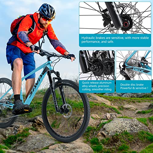 SAVADECK Carbon Fiber Mountain Bike, DECK6.0 15''/17''/19'' Carbon Frame Carbon Fork, 27.5/29'' Wheels MTB Bicycle 30 Speed with Shimano DEORE M6000 Groupsets (Black Blue 29x19’‘)